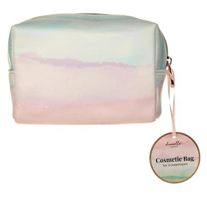 Make Up Bag Cosmetic Pouch Small Pastel Boxy Pink & Blue Beauty Accessory Gift - Picture 1 of 1