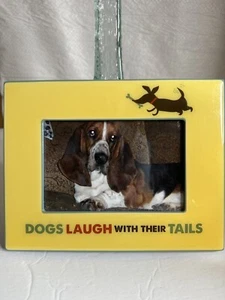 Williams And Sonoma 4x6 Yellow/ Blue Frame “Dogs Laugh With Their Tags” New - Picture 1 of 5