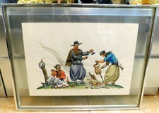 Magnificent Rare Ada Peacock Original "Gauchos Asado" Signed Watercolor Painting