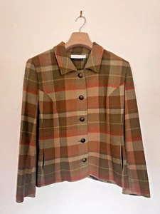 *AVOCA* IRELAND -Tweed Tartan Check Winter Wool  Jacket Coat UK 18 RRP£189 - Picture 1 of 4
