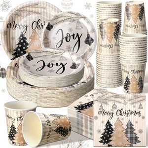 250 Pcs Christmas Tree Plates and Napkins Party Decorations Disposable Tablew... - Picture 1 of 6