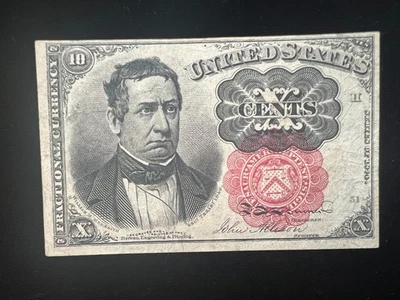 1874 10 Cents US Fractional Currency 5th Issue William Meredith Red Seal Note - Image 1 of 2