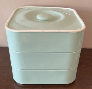 VTG Nils Johan Sweden Canister Set Green Aqua MCM 3 Stacking Trays Mid Century - Picture 1 of 11