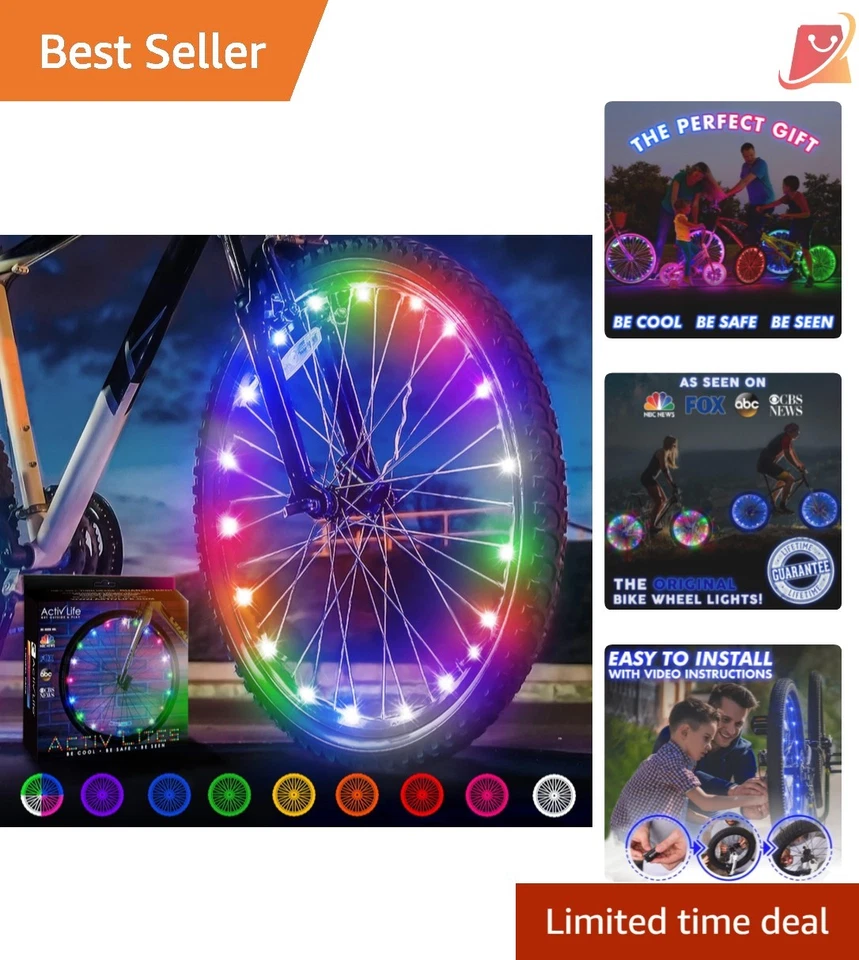 Activ Life LED Bicycle Wheel Lights 1 Tire Multicolor Best Xmas Gifts for Kids
