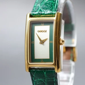 [Near MINT] Vintage GUCCI 2600L 19mm Green Dial Quartz Women's Watch From JAPAN - Picture 1 of 15
