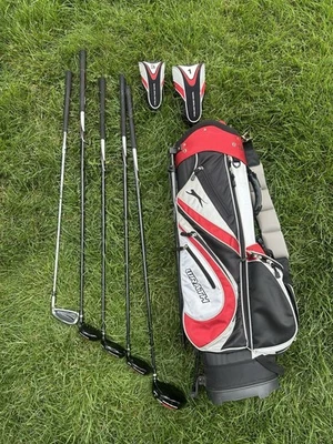 Juego de golf Slazenger Wrath diestro con bolsa de pie driver 5W 3H 7 hierro negro rojo gris Foto 1 de 4