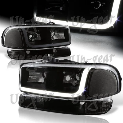 Faros de humo LED + parachoques 4 piezas para GMC Yukon XL 1500 2500 DRL 2000-2006 Foto 1 de 4