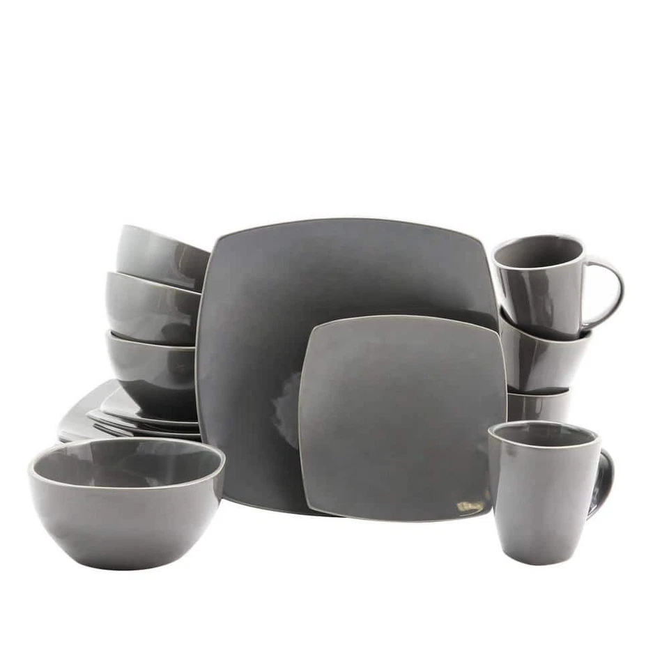 Dinnerware Set Casual Reactive Glaze Gray Stoneware 16-Piece (Service for 4) - Image 1 of 4