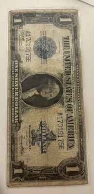 US currency $1 large blue note “Horseblanket” silver certificate 1923 Funny back - Image 1 of 4