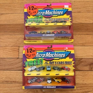 Vintage Rare 1997 Galoob Micro Machines #4 Ferraris & #8 Camaros Sets on Card! - Picture 1 of 12