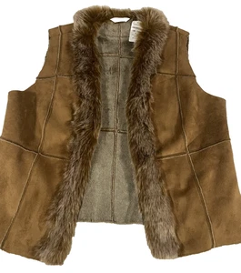 Orvis Women Faux Fur Shearling Vest XL Cognac Brown NWT - Picture 1 of 5