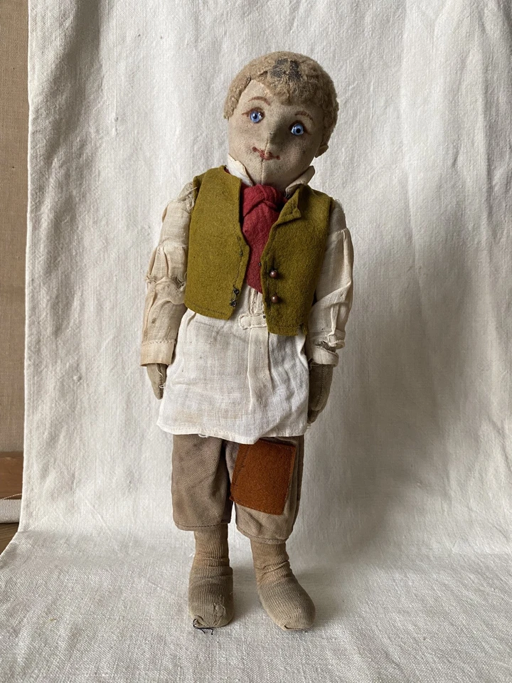 Antique Harwin felt boy doll in original clothing - 34cm/13.5in - teddy/bear - Image 1 of 4
