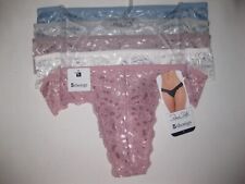 Rene Rofe 5pk lace thong panties S pink/white/mauve/gray/blue nwt $50 retail