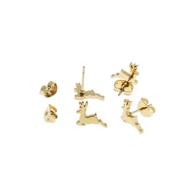 Pendientes Oro Acero Inoxidable - Tachuelas Reno - 10mm - 2 Piezas 1 Par - ER463 Foto 1 de 3