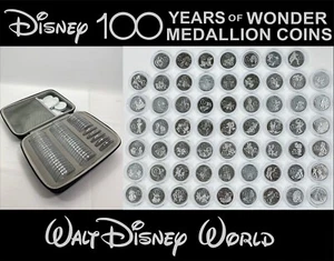 Disney 100 Medallion Coins 100th Anniversary Commemorative Coins 100 Case World - Picture 1 of 80