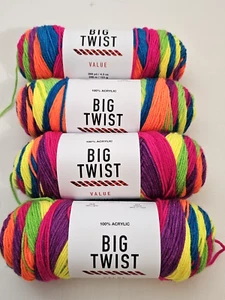 Big Twist Value Yarn - NEON LIGHTS - Lot of 4 - Dye Lot# 45/6538 - 4.3oz - Picture 1 of 5