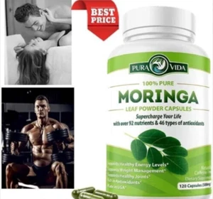 New PURA VIDA MORINGA Organic Leaf Powder Capsules Immune Support 120 Caps - Picture 1 of 12