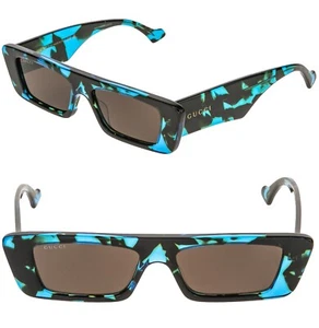 GUCCI 1331 Azul Marrón Habana Geométrico Estrecho Gafas de Sol GG1331S Unisex 004 - Imagen 1 de 10
