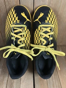 Puma Spirit III IT Jr. Black & Ultra Yellow Size 2.5 Children’s Soccer Shoes - Picture 1 of 16