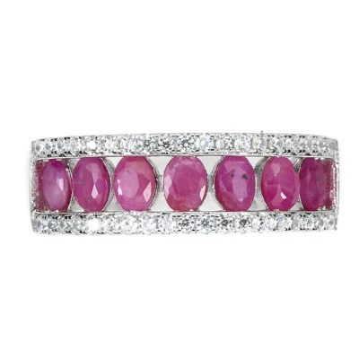 925 Sterling Silver Ring Oval Ruby Jewelry Simulated Cz Gemstone Jewelry Size 8 - Image 1 of 4