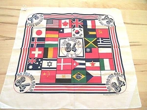 Vintage 84 Los Angeles Go For The Gold Flags Poly/Rayon Bandanna Scarf-24" x 22" - Picture 1 of 9