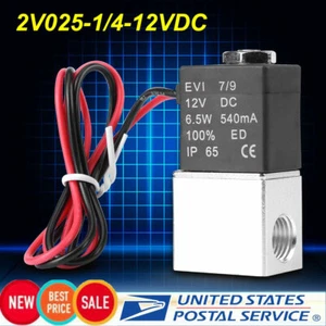 12V DC 1/4&apos; 2 Way Normally Closed Pneumatic Electric Solenoid Air Valve New - Bild 1 von 12