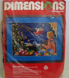 Vtg Needlepoint Christmas Eve Wool Kit Mary Smith Dimensions Tree Santa Picture - Picture 1 of 5