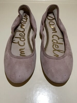 Zapatos planos de ballet Sam Edelman usados para mujer talla 10M rosa desnudo gamuza sin cordones Foto 1 de 4