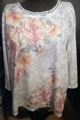 Alfred Dunner Blouse Size XL Armpits 26 In Shoulder Down 26 In Bottom 26 In... - Image 1 of 4