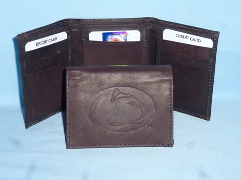 PENN STATE NITTANY LIONS    Leather TriFold Wallet    NEW    dkbr 3  m1 Cover