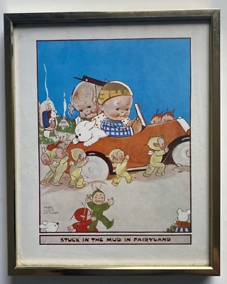 Impresión ilustración marco dorado vintage 'Stuck in the Mud' de Mabel Lucie Attwell Foto 1 de 4
