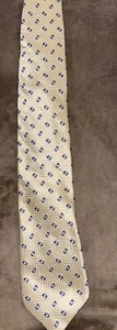 Canali Men's Light Yellow Plaid Pinwheels Jacquard Silk Tie Italy 3 7/8" 59" euc - Picture 1 of 5