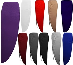 Womens Ruched Side Split Long Skirt Plain Slim Fit Gypsy Side Split Maxi Skirt - Picture 1 of 11