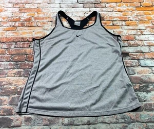 Nike Tank Top Ladies Gray Large 12-14 Swoosh Logo Racerback Athletic Gym Womens - Picture 1 of 10