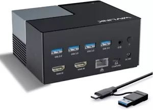 USB C Docking Station Dual Monitor 100W Charging for Windows/Mac/Thunderbolt 3&4 - Picture 1 of 9