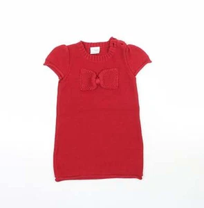 NEXT Girls Red Cotton Blend Mini Size 2-3 Years - Bow detail - Picture 1 of 12