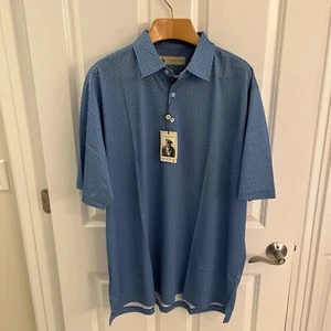 Donald Ross Golf Polo Shirt Men Extra Large XL Dolphin Blue Geometric NWT New - Picture 1 of 8