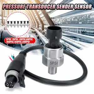 1/8" NPT 5V 5 - 200 PSI Pressure Transducer Sender Sensor Oil Fuel Gas Air Water - Picture 1 of 15