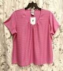 JACLYN SMITH SHINY TEXTURED PINK STRETCH KNIT TOP T-SHIRT~1X-NEW OLD STOCK 