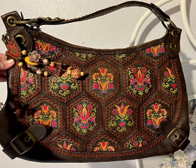 ISABELLA FIORE FOLKTALE FANTASY MG Embroidered Beaded MG Handbag Shoulder Bag mg - Image 1 of 4