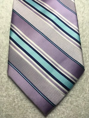 HAGGAR MENS TIE PURPLE AND TEAL STRIPED 3.5 X 60 NWOT - Image 1 of 4