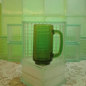 Vintage Green Glass Stein Mugs Avocado Green Collectable Whimsical Heavy 12 oz. - Picture 1 of 2
