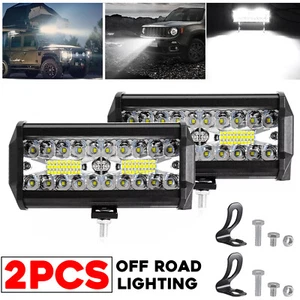 2x 7inch 20000LM LED Work Light Bar Flood Spot Pod Offroad Fog Driving ATV Truck - Picture 1 of 11