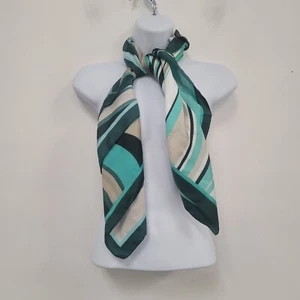 Coccinelle Womens Retro Square Neck Scarf One Size Blue Psychadellic Italian NWT - Picture 1 of 12