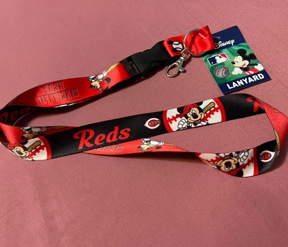CINCINNATI REDS MICKEY MOUSE DISNEY LANYARD DETACHABLE BUCKLE NEW MLB 20” - Image 1 of 1