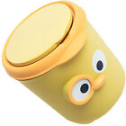 Cute Mini Desktop Trash Can with Lid for Office and Kitchen - Yellow-OW