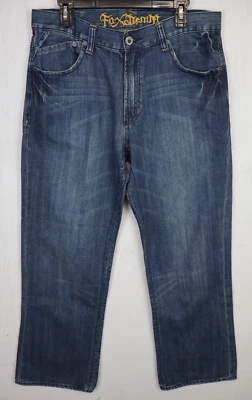 VTG Fox Racing Jeans Mens 34x32 Blue Denim Duster Relaxed Straight Grunge Y2k - Image 1 of 4