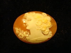 Antique Loose Cameo Carved Shell LADY FLOWING HAIR - Picture 1 of 5