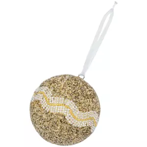 August & Leo handgefertigtes Perlenornament - Gold - 4,5 Zoll - Bild 1 von 2