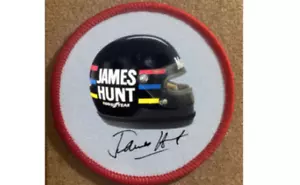 James Hunt Helmet Sew On Patch Signed - Foto 1 di 1